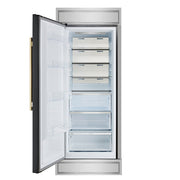 FORNO Maderno 32" 13.6 cu.ft. Left Swing Built-In Convertible Refrigerator/Freezer in Black with Antique Brass Handle and Modern Trim- FFFFD1722-32LMG-BLK FORNO