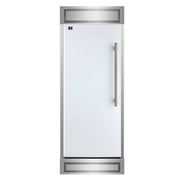FORNO Maderno 32" 13.6 cu.ft. Left Swing Convertible Refrigerator and Freezer with Modern Trim Kit in White with Antique Brass Handles- FFFFD1722-32LMG-WHT FORNO