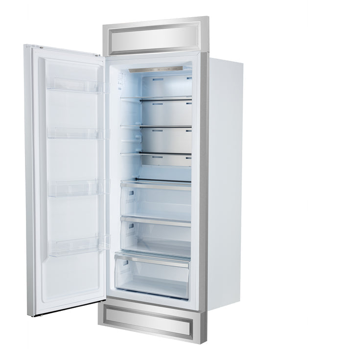 FORNO Maderno 32" 13.6 cu.ft. Left Swing Convertible Refrigerator and Freezer with Modern Trim Kit in White with Antique Brass Handles- FFFFD1722-32LMG-WHT FORNO