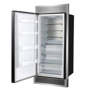 FORNO Maderno 32" 13.6 cu.ft. Left Swing Built-In Convertible Refrigerator/Freezer in Black with Antique Brass Handle and Grill Trim- FFFFD1722-32LSG-BLK FORNO