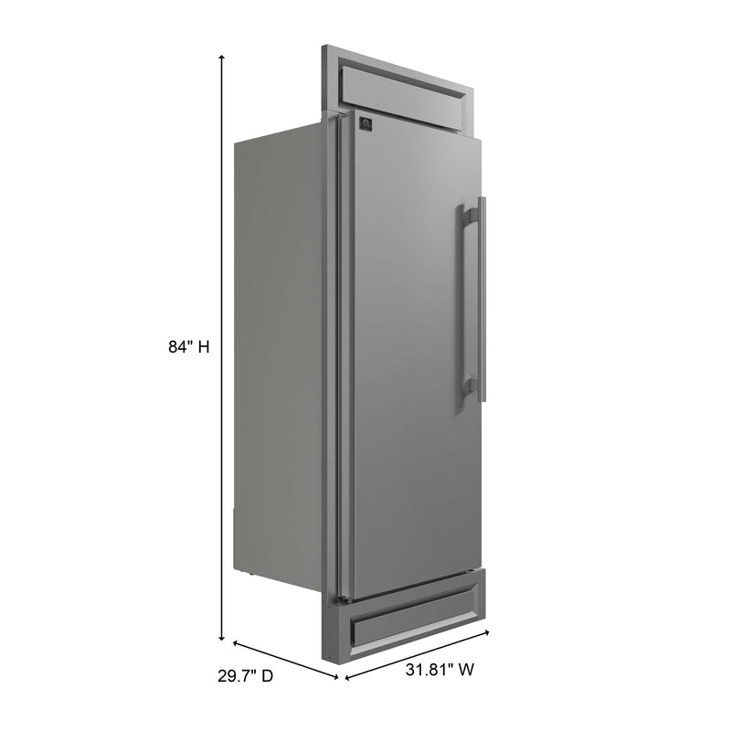 FORNO Maderno 28" Built-In Convertible Refrigerator, 13.6 cu.ft. Right Swing with Decorative Grill - 32" Wide, FFFFD1722-32LS FORNO