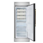 FORNO Maderno 32" 13.6 cu.ft. Right Swing Built-In Convertible Refrigerator/Freezer in Black with Antique Brass Handle and Modern Trim- FFFFD1722-32RMG-BLK FORNO