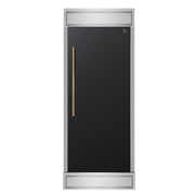 FORNO Maderno 32" 13.6 cu.ft. Right Swing Built-In Convertible Refrigerator/Freezer in Black with Antique Brass Handle and Modern Trim- FFFFD1722-32RMG-BLK FORNO