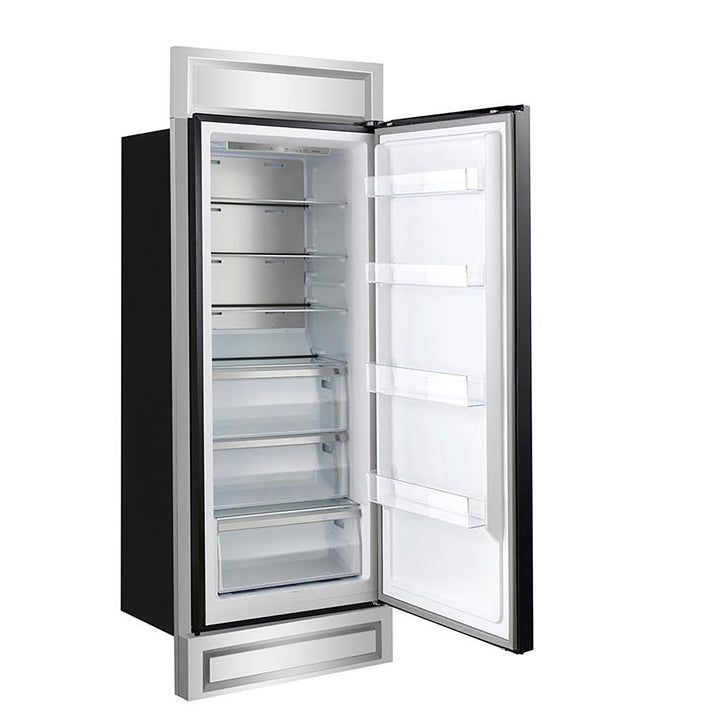 FORNO Maderno 32" 13.6 cu.ft. Right Swing Built-In Convertible Refrigerator/Freezer in Black with Antique Brass Handle and Modern Trim- FFFFD1722-32RMG-BLK FORNO