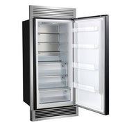 FORNO Maderno 32" 13.6 cu.ft. Right Swing Built-In Convertible Refrigerator/Freezer in Black with Antique Brass Handle and Grill Trim- FFFFD1722-32RSG-BLK FORNO