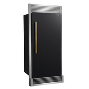 FORNO Maderno 32" 13.6 cu.ft. Right Swing Built-In Convertible Refrigerator/Freezer in Black with Antique Brass Handle and Grill Trim- FFFFD1722-32RSG-BLK FORNO