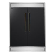 FORNO Maderno 60" 27.2 cu. ft. Convertible Refrigerator and Freezer with Modern Trim Kit in Black with Antique Brass Handles- FFFFD1722-60MG-BLK FORNO