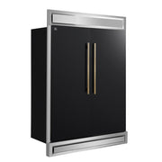 FORNO Maderno 60" 27.2 cu. ft. Convertible Refrigerator and Freezer with Modern Trim Kit in Black with Antique Brass Handles- FFFFD1722-60MG-BLK FORNO