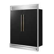 FORNO Maderno 60" 27.2 cu. ft. Convertible Refrigerator and Freezer with Modern Trim Kit in Black with Antique Brass Handles- FFFFD1722-60MG-BLK FORNO