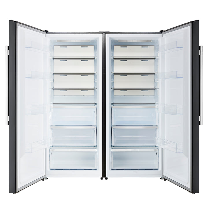 FORNO Maderno 60" 27.2 cu. ft. Convertible Refrigerator and Freezer with Modern Trim Kit in Black with Stainless Steel Handles- FFFFD1722-60MG-BLK FORNO