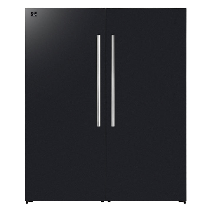FORNO Maderno 60" 27.2 cu. ft. Convertible Refrigerator and Freezer with Modern Trim Kit in Black with Antique Brass Handles- FFFFD1722-60MG-BLK FORNO