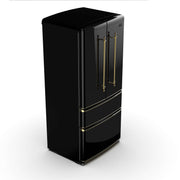FORNO Luigi 18 cu.ft. French Door Refrigerator Black, Antique Brass Handles, FFFFD1791-33BLK FORNO