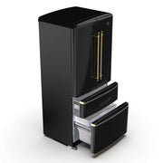 FORNO Luigi 18 cu.ft. French Door Refrigerator Black, Antique Brass Handles, FFFFD1791-33BLK FORNO