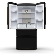FORNO Luigi 18 cu.ft. French Door Refrigerator Black, Antique Brass Handles, FFFFD1791-33BLK FORNO
