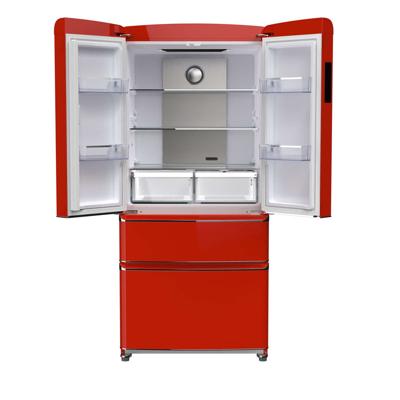 FORNO Luigi 18 cu.ft. French Door Refrigerator Red, Handle-Free Design, FFFFD1791-33RED FORNO