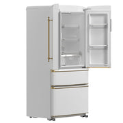 FORNO Luigi 18 cu.ft. French Door Refrigerator White, Antique Brass Handles, FFFFD1791-33WHT FORNO