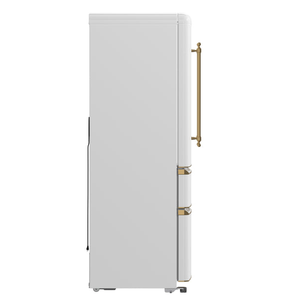 FORNO Luigi 18 cu.ft. French Door Refrigerator White, Antique Brass Handles, FFFFD1791-33WHT FORNO