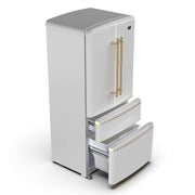 FORNO Luigi 18 cu.ft. French Door Refrigerator White, Antique Brass Handles, FFFFD1791-33WHT FORNO