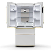 FORNO Luigi 18 cu.ft. French Door Refrigerator White, Antique Brass Handles, FFFFD1791-33WHT FORNO