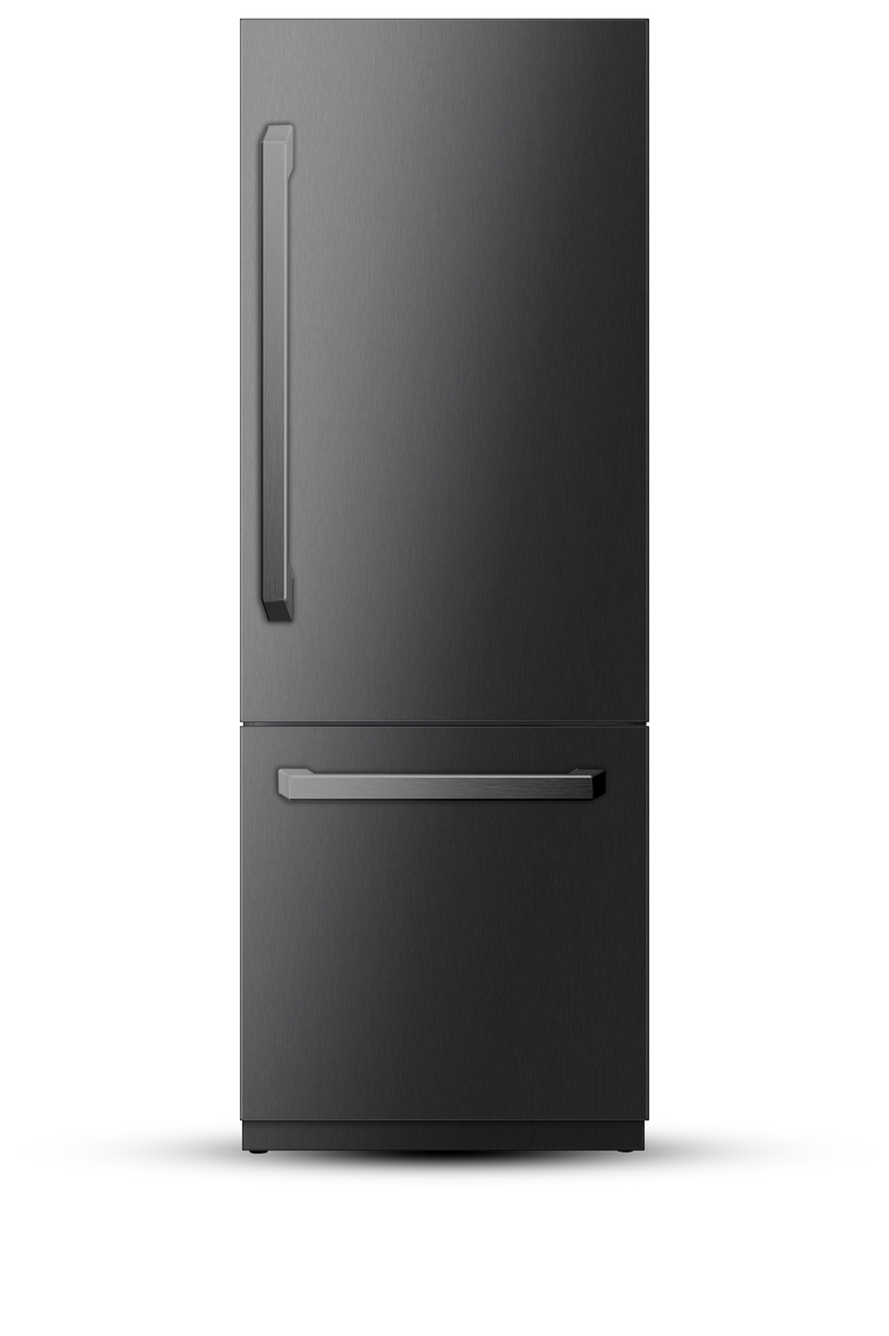 30" Built-In Refrigerator and Freezer With Ice-Maker and Water Dispenser - Black Stainless Steel Induction Hardware