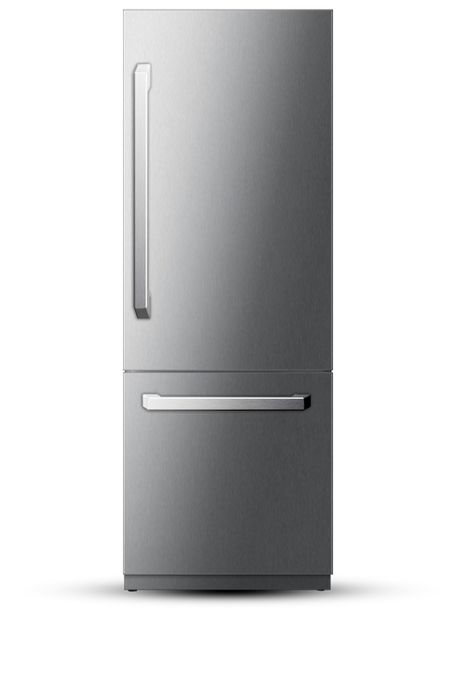 30" Built-In Refrigerator and Freezer With Ice-Maker and Water Dispenser - Stainless Steel Induction Hardware