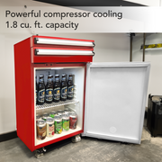 Whynter TBR-185SR 1.8 cu. ft. Portable Toolbox Refrigerator with 2-Drawers and Lock in Red Stainless Steel with Casters Whynter