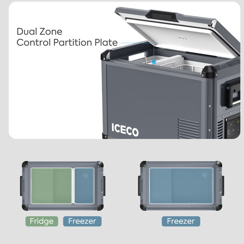 VL45ProD Dual Zone Portable Freezer - Gray | ICECO Inca Overland Outfitters