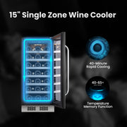 Whynter BSR-033SW 15” Built-In Wine Refrigerator – 33 Bottle Stainless Steel Undercounter Wine Fridge with Digital Control, Lock & Carbon Filter Whynter