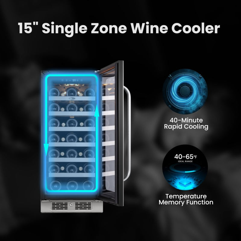 Whynter BSR-033SW 15” Built-In Wine Refrigerator – 33 Bottle Stainless Steel Undercounter Wine Fridge with Digital Control, Lock & Carbon Filter Whynter