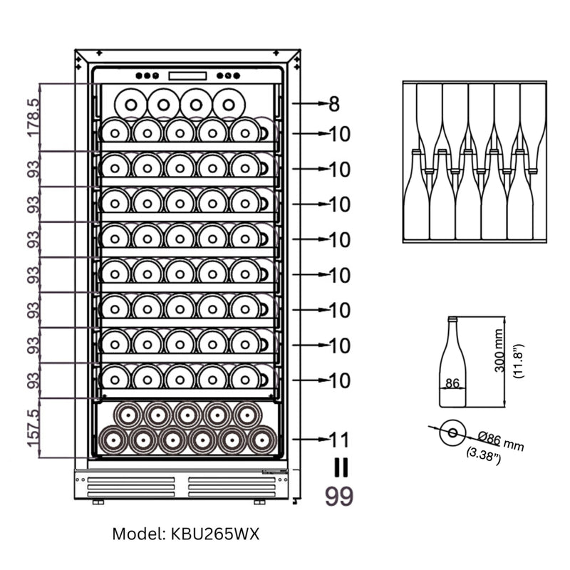 47" High Upright Wine & Beverage Refrigerator Combo with Low-E Glass Door KingsBottle.com