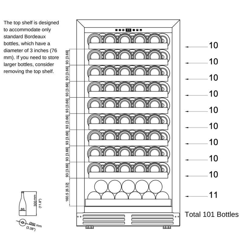 47-Inch Height Single Zone Wine Cooler with Low-E Glass Door KingsBottle.com