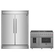 FORNO Premium 2-Piece Kitchen Bundle - Galiano 48" Stainless Steel Range, Forno Maderno 2-28 " Wide Units with Decorative Trim, FBDL-018-03CAUS FORNO