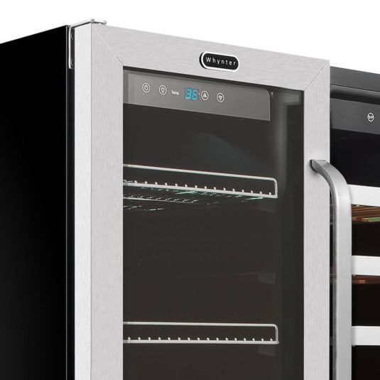 Whynter - 30 Built-In French Door Dual Zone 33 Bottle Wine Refrigerator 88 Can Beverage Center | BWB-3388FDS
