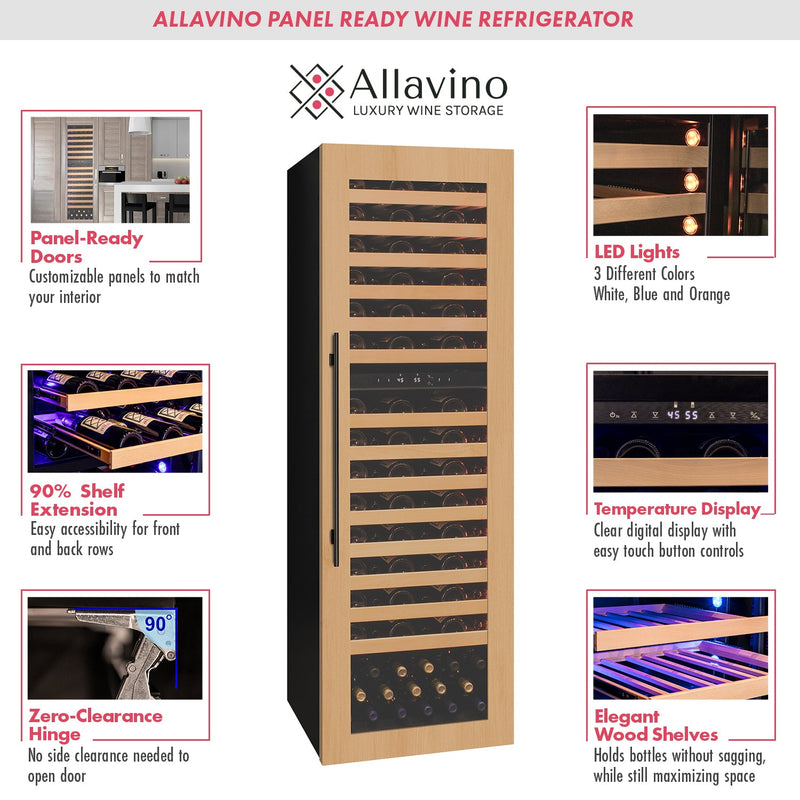 101 Bottle Dual Zone Panel Ready Wine Refrigerator Allavino