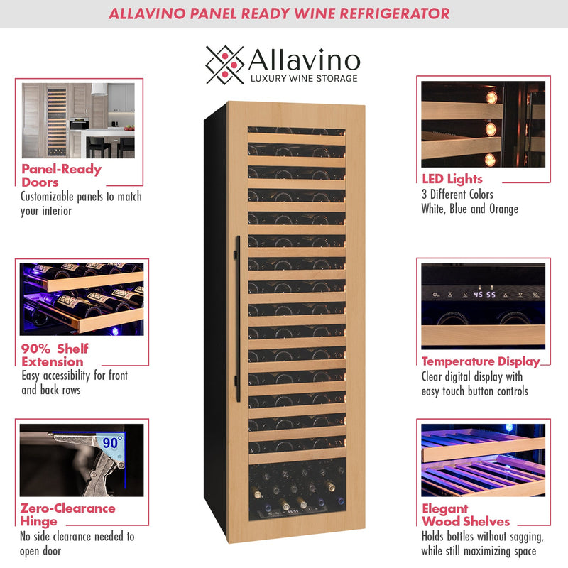 107 Bottle Single Zone Panel Ready Wine Refrigerator Allavino