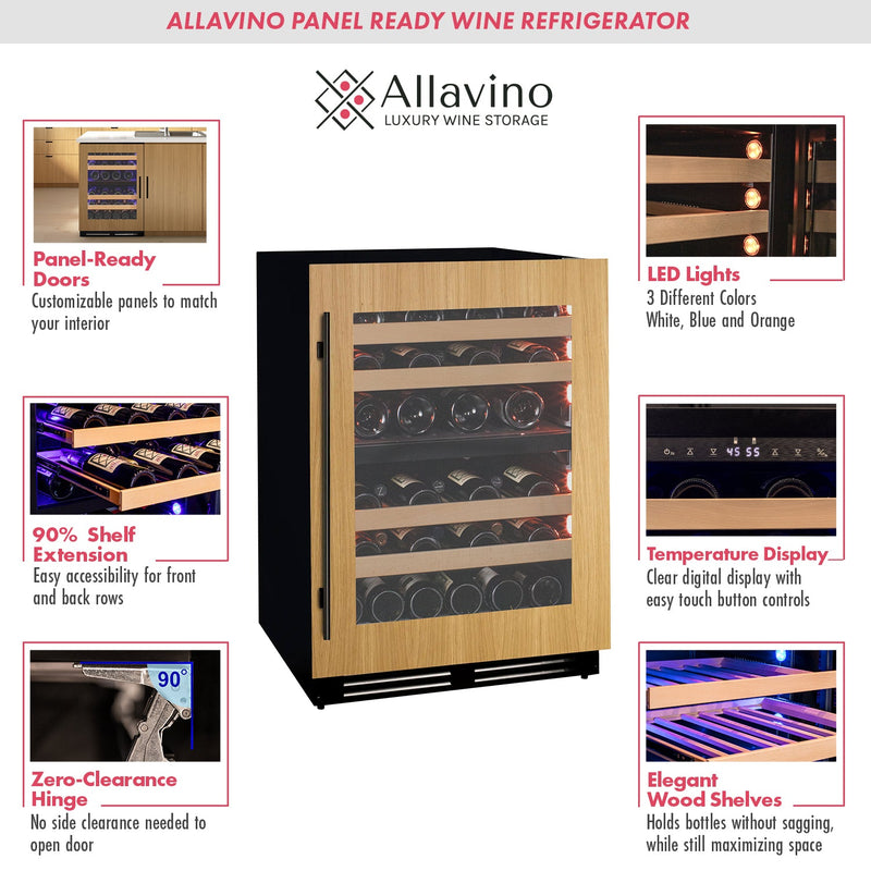 24" Wide Dual Zone Panel Ready Wine Refrigerator Allavino
