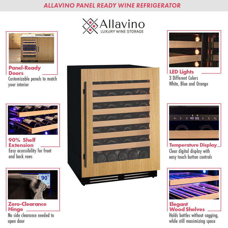 24" Wide Single Zone Panel Ready Wine Refrigerator Allavino