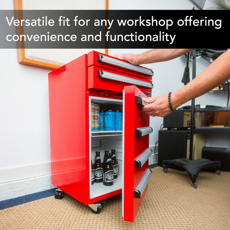 Whynter TBR-185SR 1.8 cu. ft. Portable Toolbox Refrigerator with 2-Drawers and Lock in Red Stainless Steel with Casters Whynter