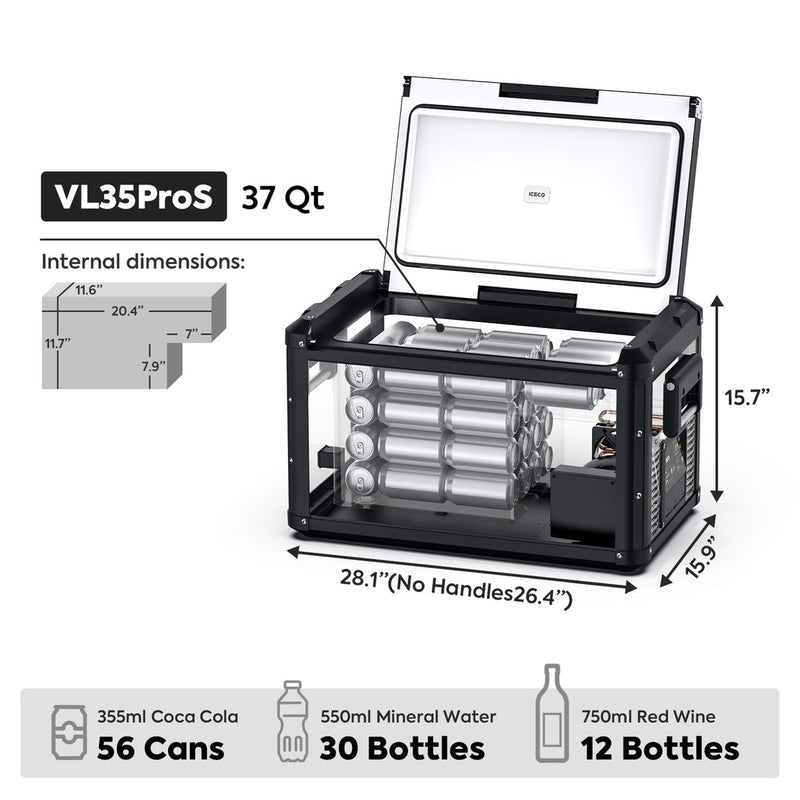 VL35ProS Single Zone Portable Fridge Freezer | ICECO | 35 LT Inca Overland Outfitters
