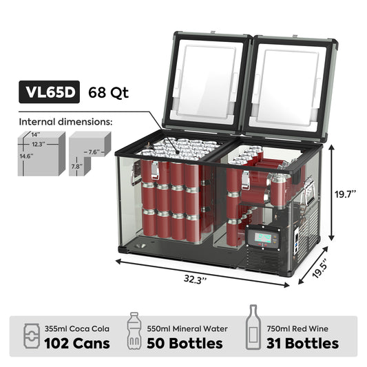 VL65 Dual Zone Metal Fridge Freezer with Cover | ICECO | 65LT Inca Overland Outfitters