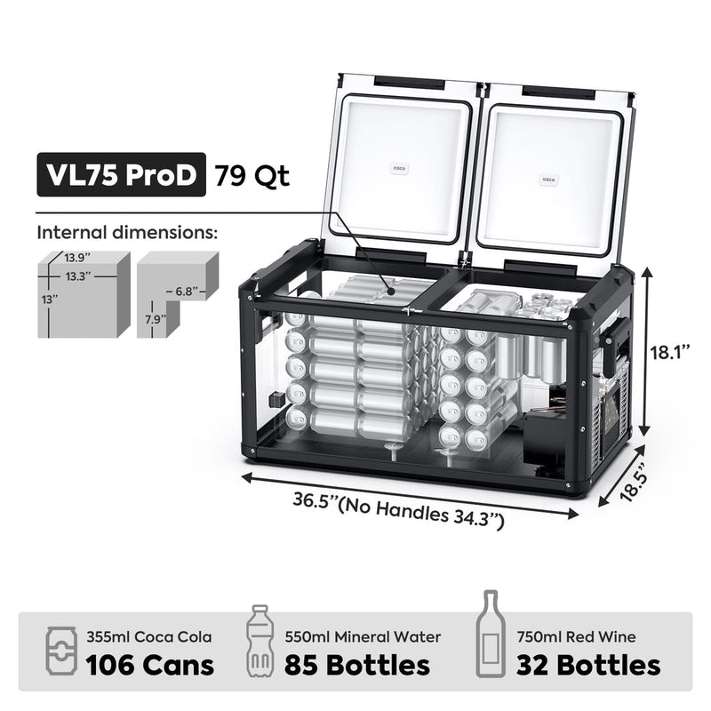 VL75ProD 12V Heavy Duty Fridge Freezer | ICECO | 75 LT Inca Overland Outfitters