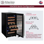30" Side-by-Side Single Tap Kegerator and Single Zone Wine Refrigerator Allavino