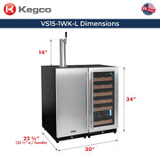 30" Side-by-Side Single Tap Kegerator and Single Zone Wine Refrigerator Allavino