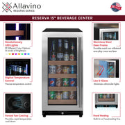 15" Wide Reserva Series Stainless Steel Left Hinge Beverage Center Allavino