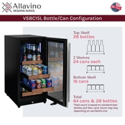 15" Wide Reserva Series Stainless Steel Right Hinge Beverage Center Allavino