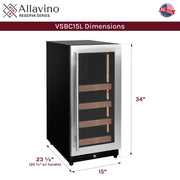 15" Wide Reserva Series Stainless Steel Right Hinge Beverage Center Allavino