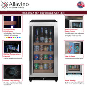 15" Wide Reserva Series Stainless Steel Right Hinge Beverage Center Allavino