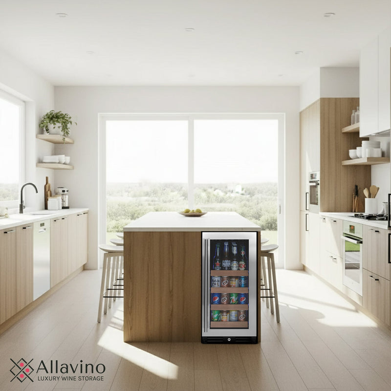 15" Wide Reserva Series Stainless Steel Left Hinge Beverage Center Allavino