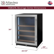 24" Wide Reserva Series Stainless Steel Left Hinge Beverage Center Allavino