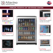 24" Wide Reserva Series Stainless Steel Left Hinge Beverage Center Allavino
